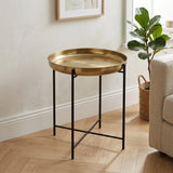 fancy metal table round golden & black 15''x20'' china