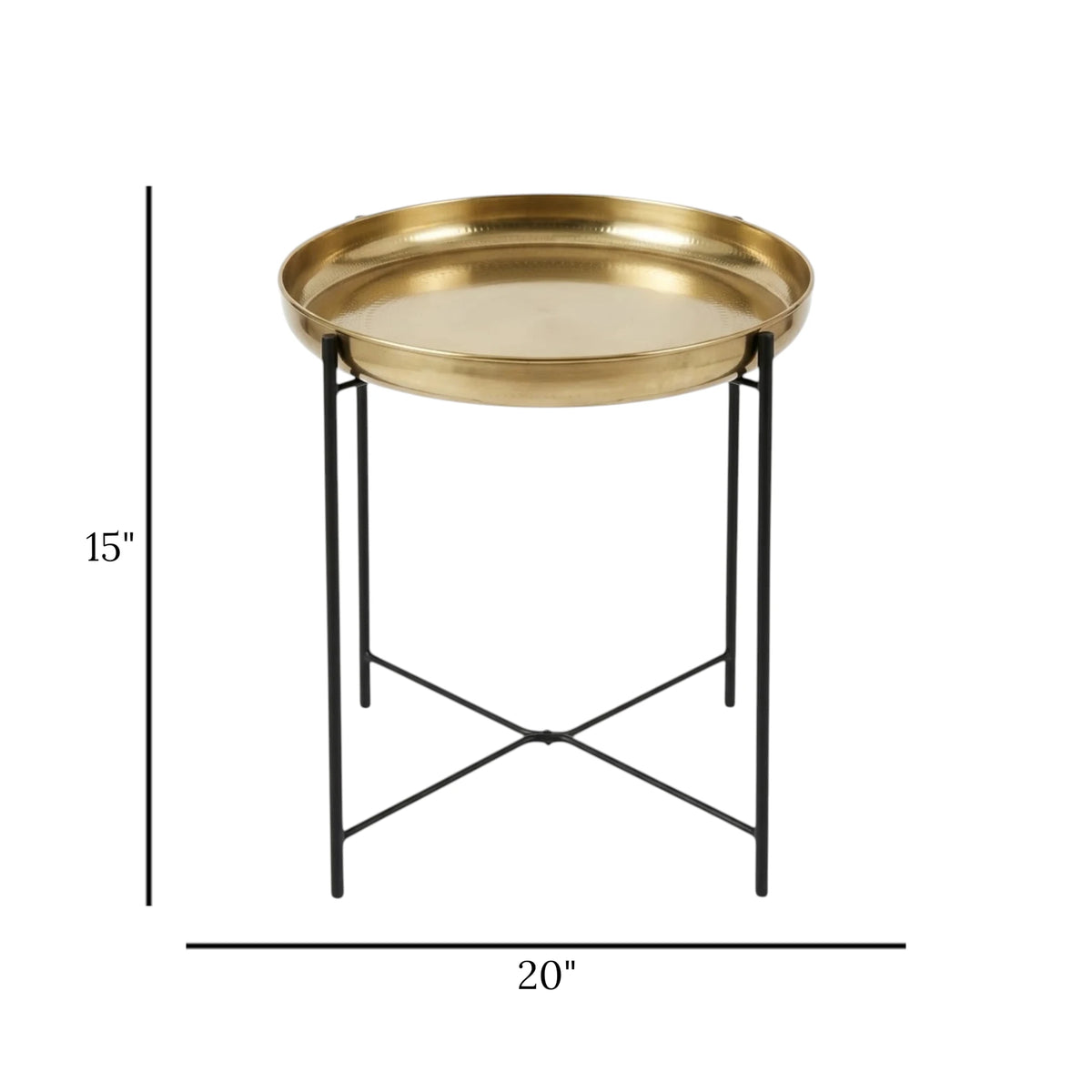 fancy metal table round golden & black 15''x20'' china