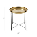 fancy metal table round golden & black 15''x20'' china