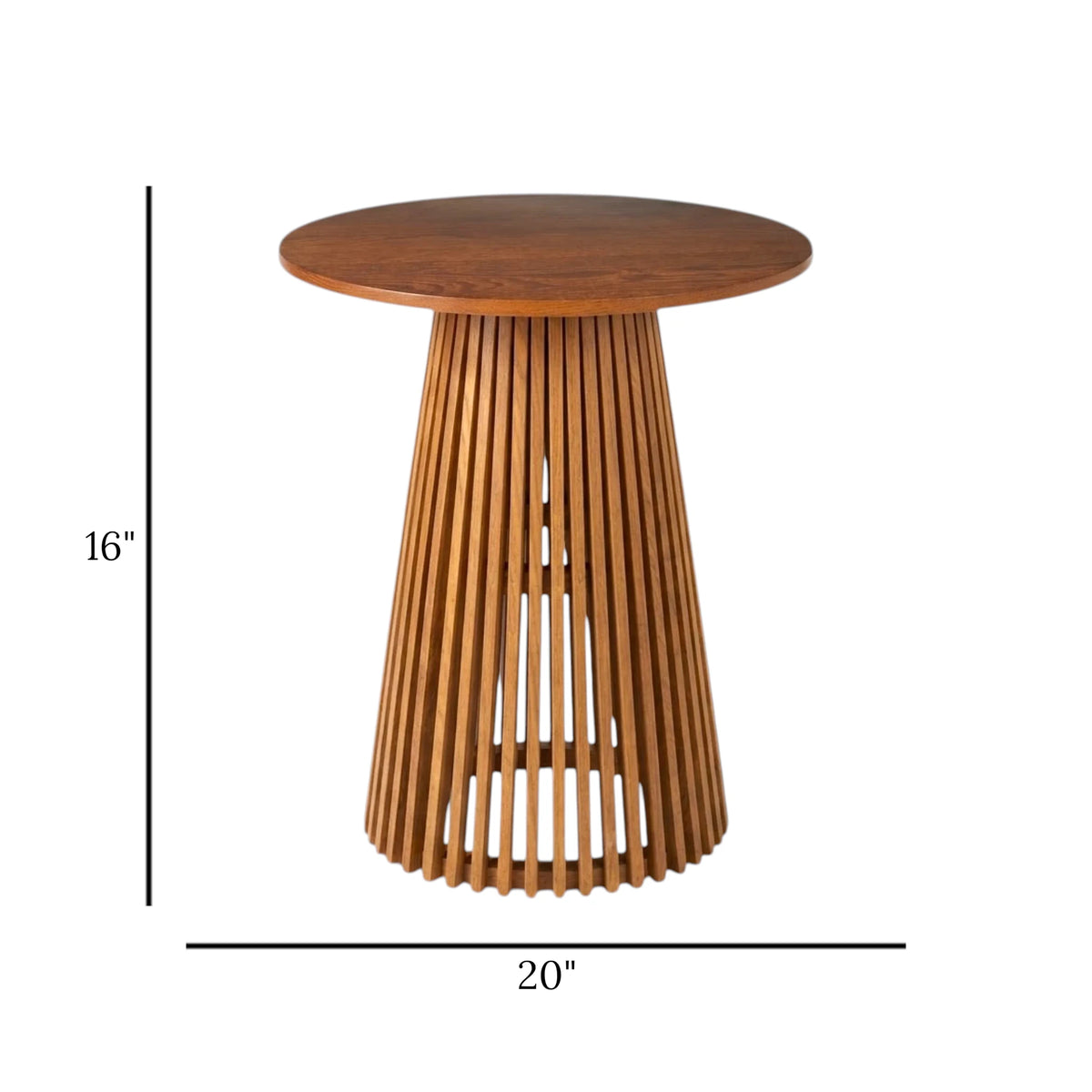 fancy wood table base lines cone shape brown 16''x20'' china