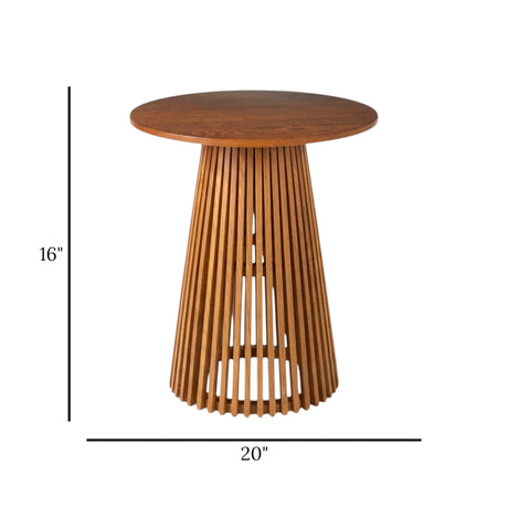 fancy wood table base lines cone shape brown 16''x20'' china