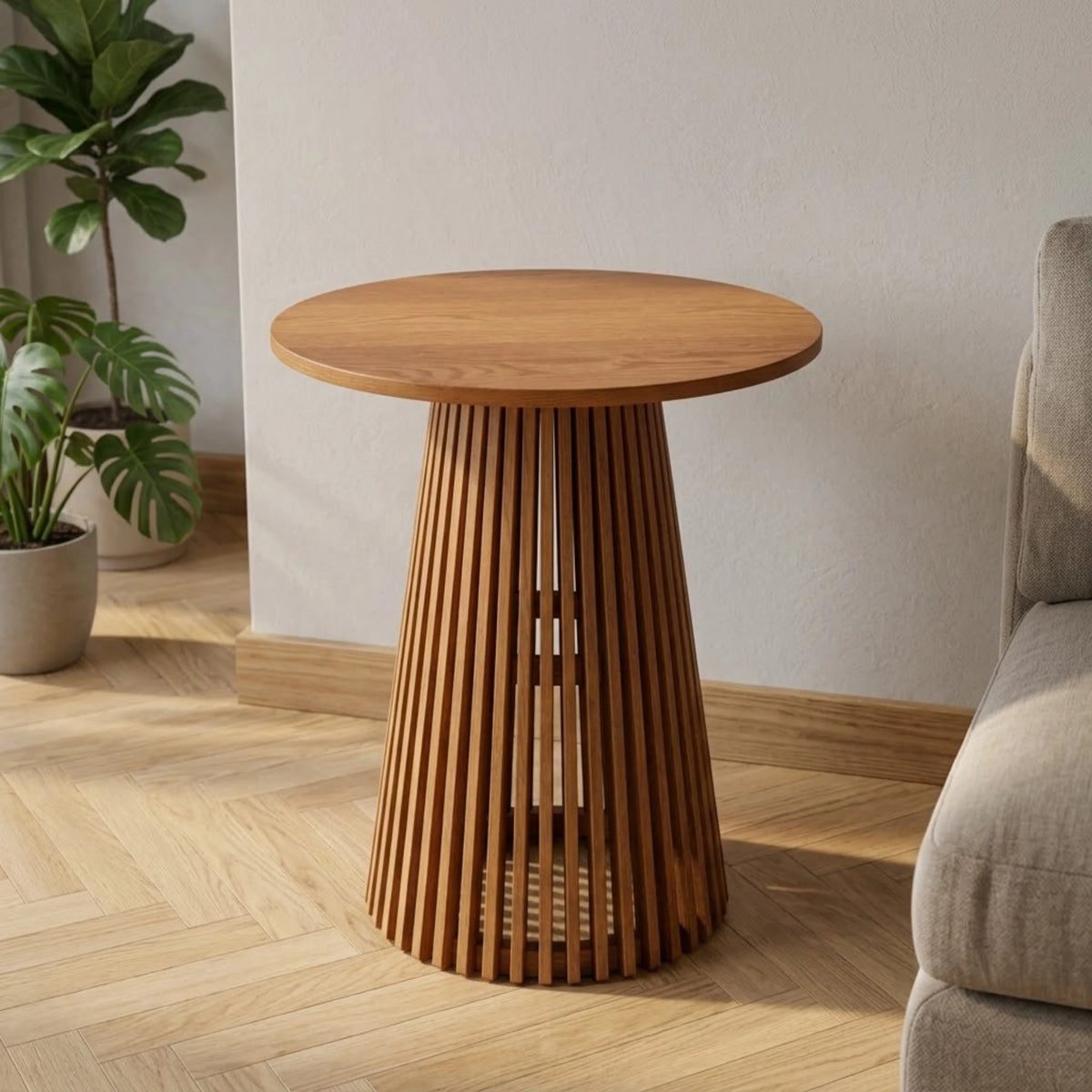 fancy wood table base lines cone shape brown 16''x20'' china