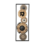 fancy wall hanging wooden frame 5 plates rectangle black 30''x11'' china