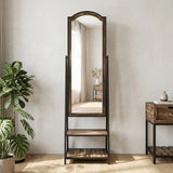 metal standing mirror with wooden 2 shelf black 66"x18" china