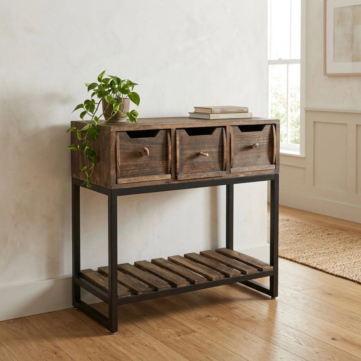 wooden storage console table 3s brown 27''x30'' china