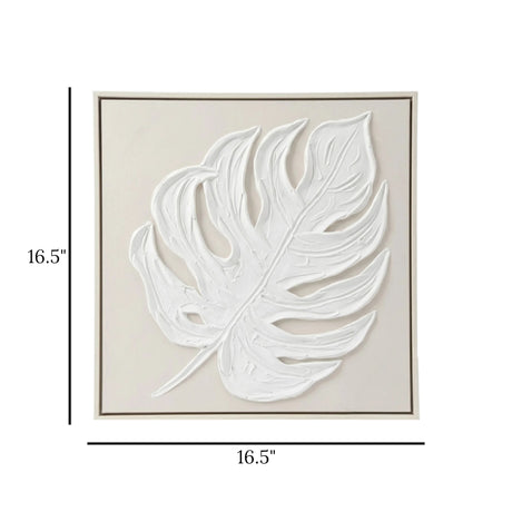 scenery frame embossed leaf white 16.5''x16.5'' china