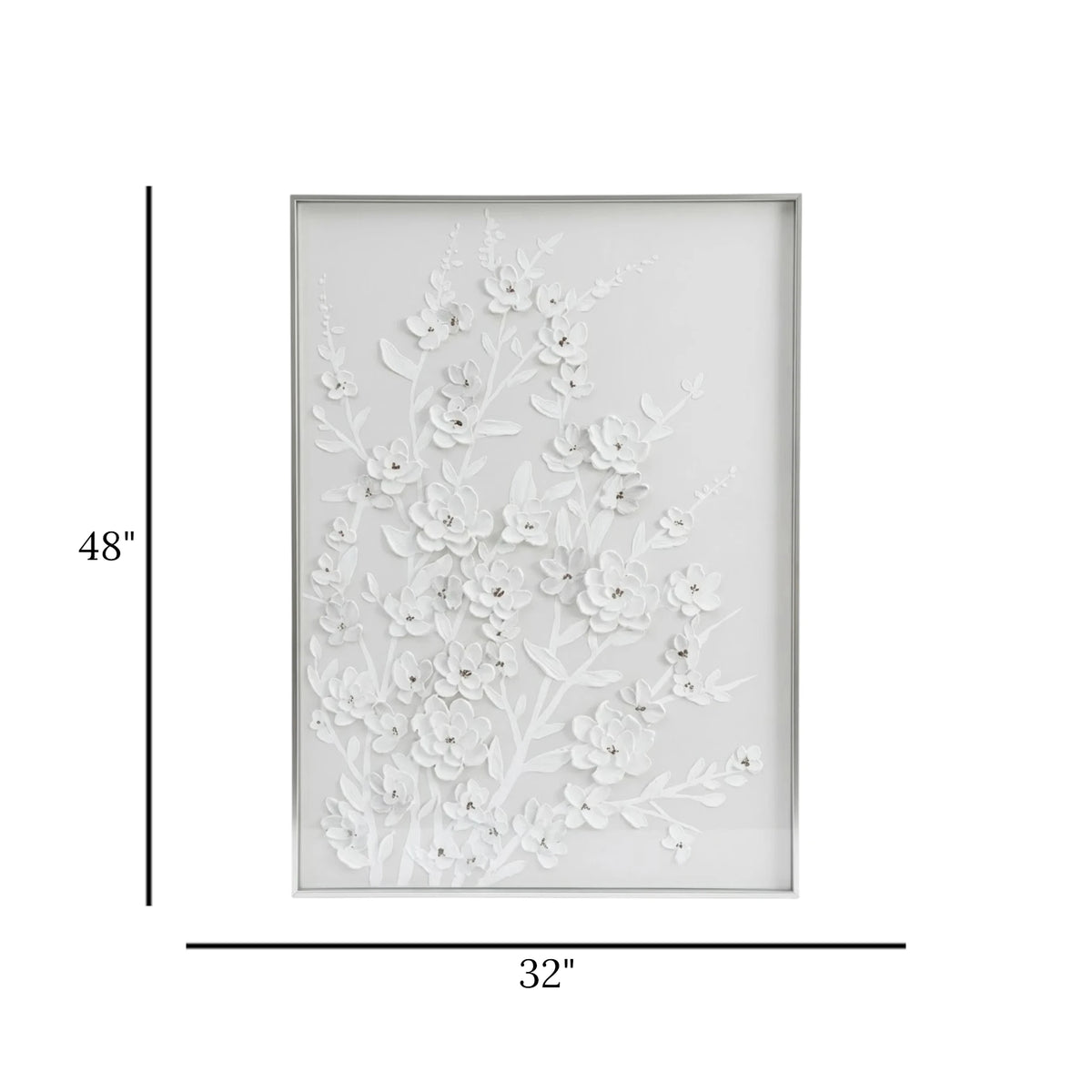 scenery frame embossed flower white 48''x32'' china