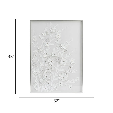 scenery frame embossed flower white 48''x32'' china