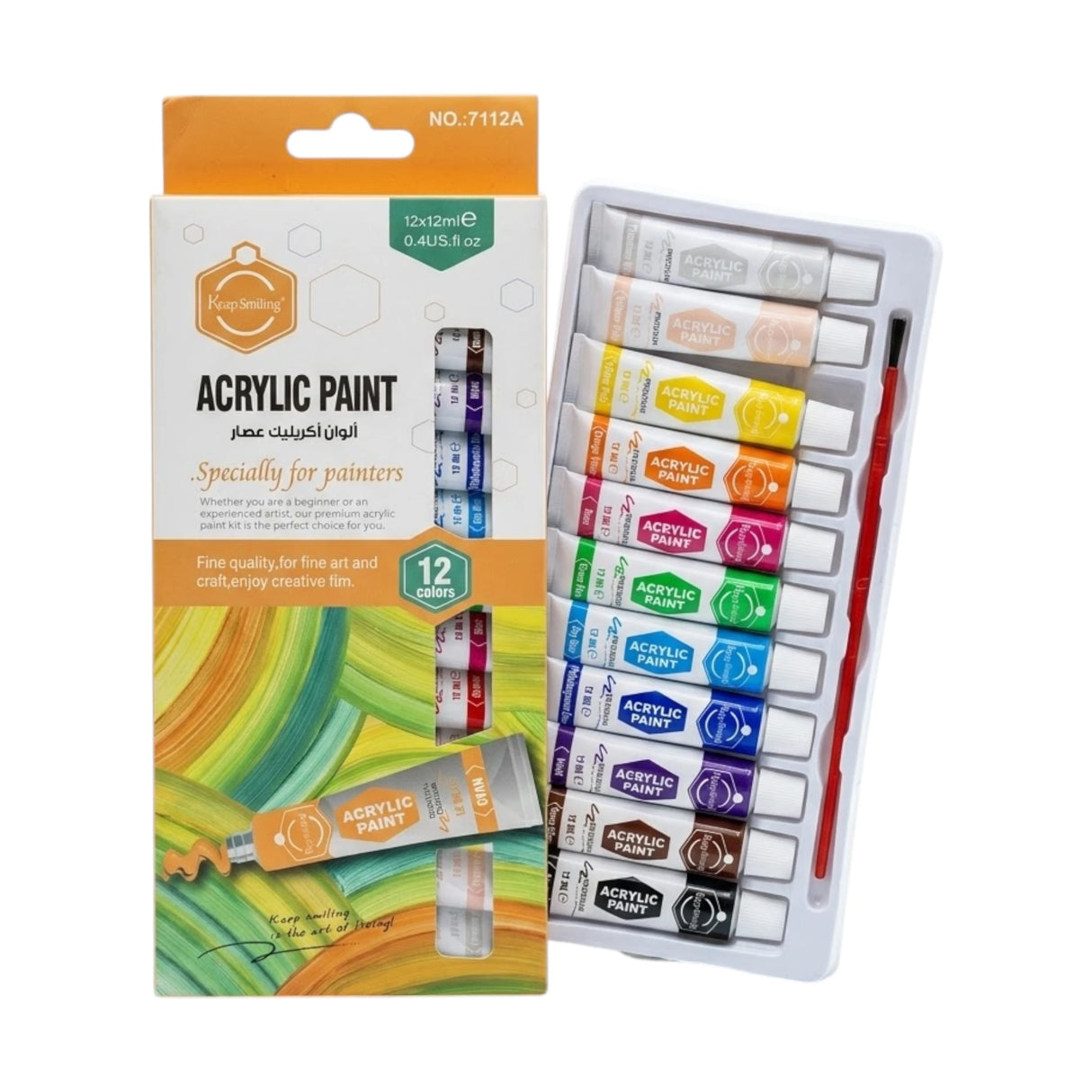 keep smiling acrylic color paint tube 12x12ml 7112a