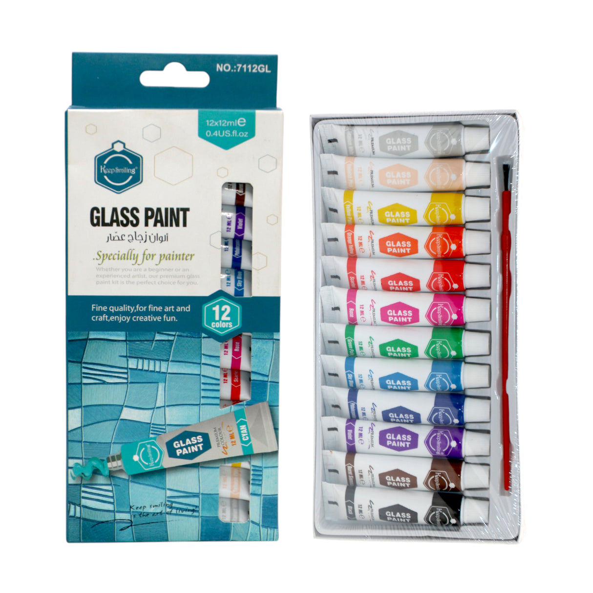 keep smiling glass color paint tube 12x12ml 7112gl