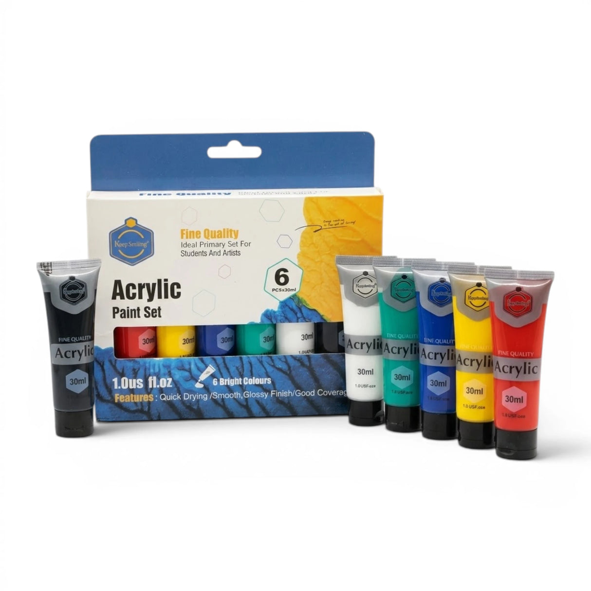 keep smiling acrylic color tube 30ml 6pc 7356a
