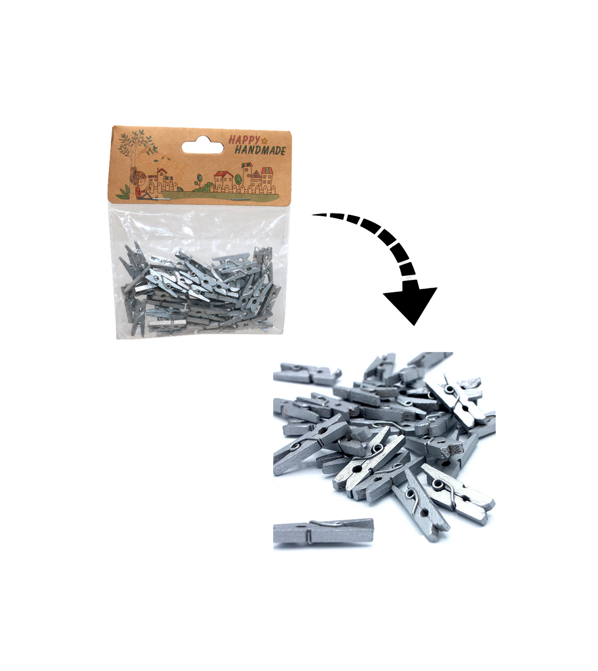 silver wooden photo clips 25pc