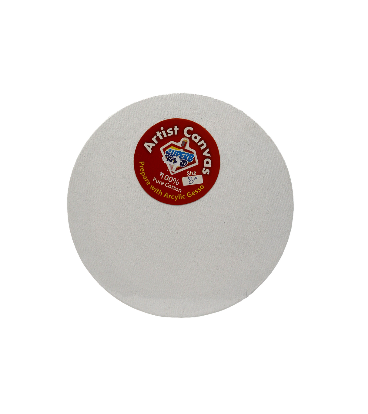artist canvas board whte 8" round 100% pure cotton