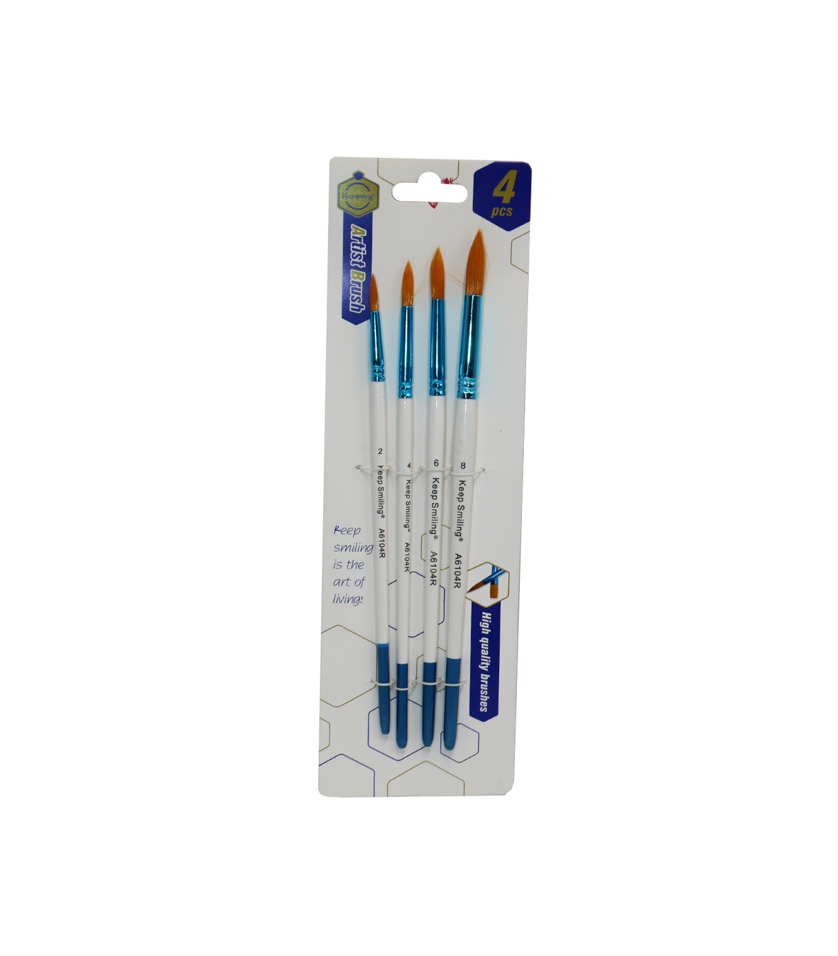 keep smiling artist brush set flat & round 4pc a6104m