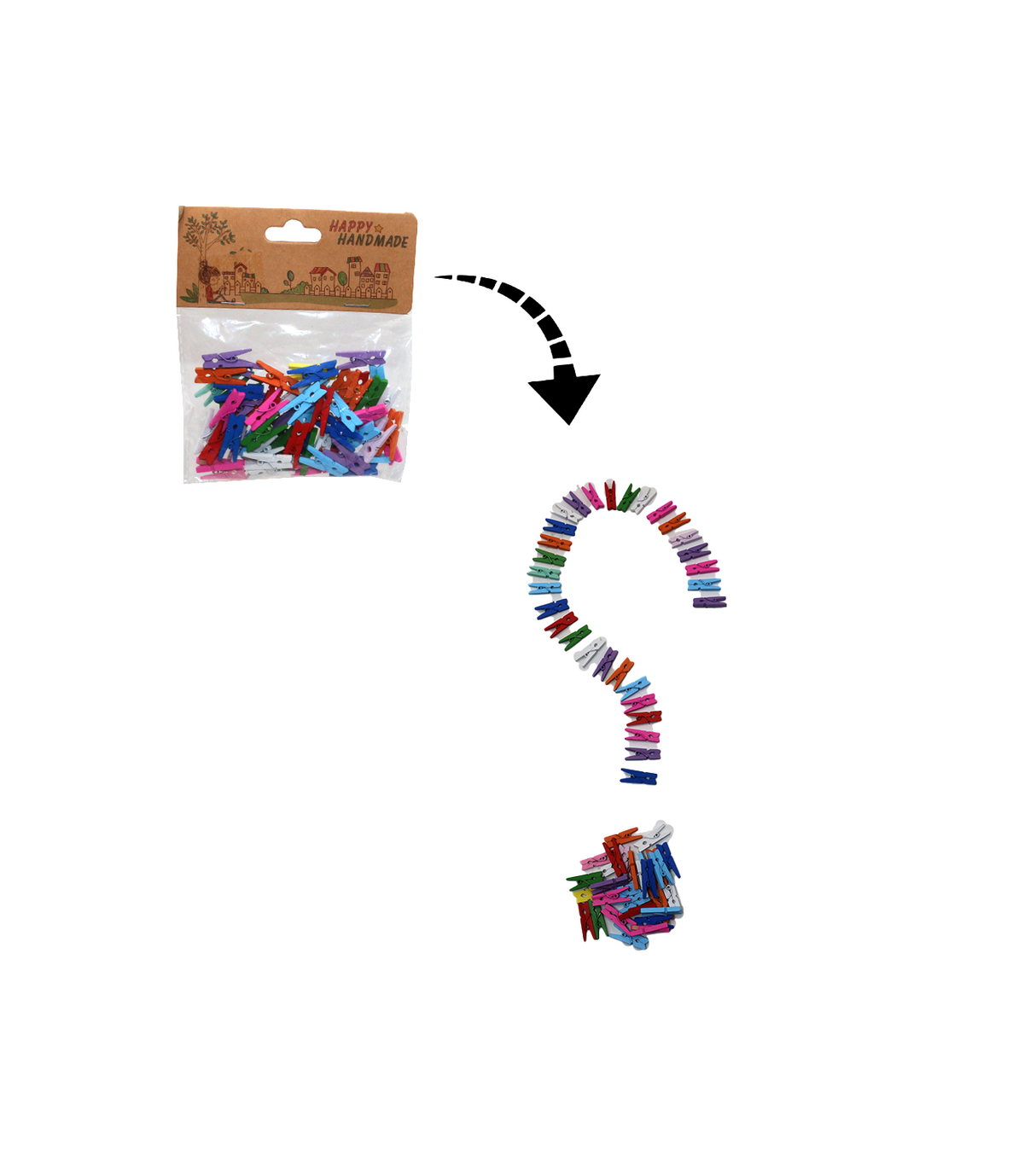 wooden clips 2.5cm multi color 50pc 1610