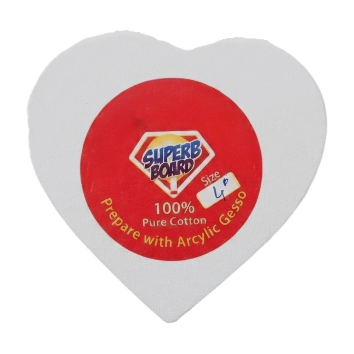 artist canvas board 4" heart white