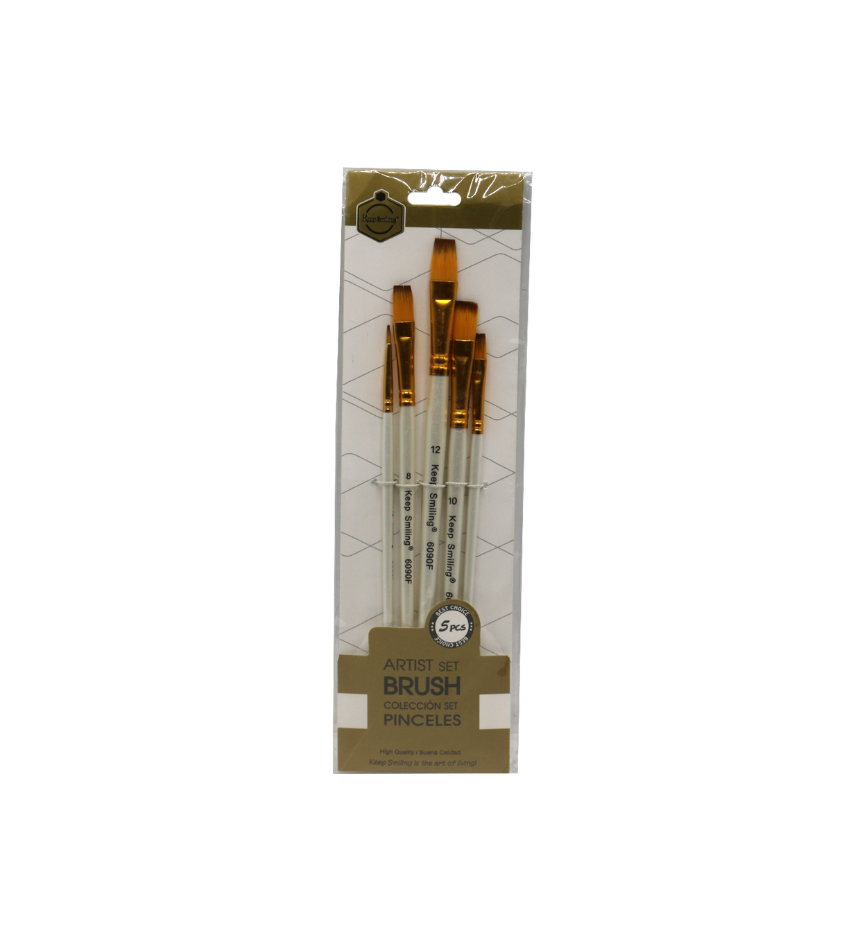 keep smiling artist brush 5pc flat a6090f