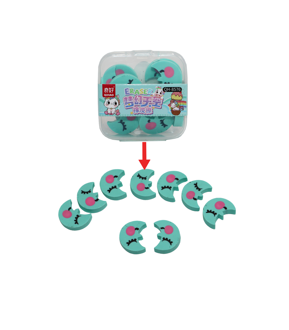 rainbow eraser box 10pc qh-8576