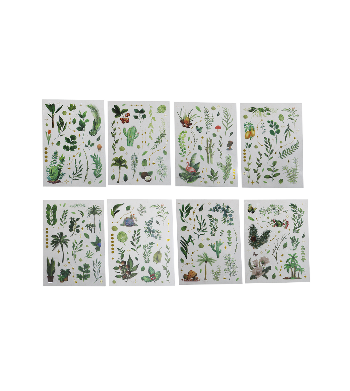 green leaves theme sticker 8pc slzg-4-02-03