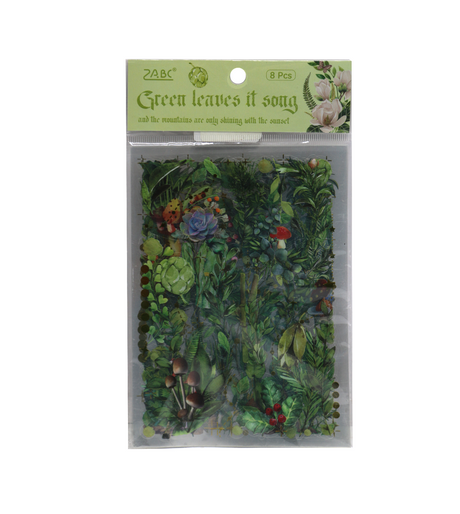 green leaves theme sticker 8pc slzg-4-02-03