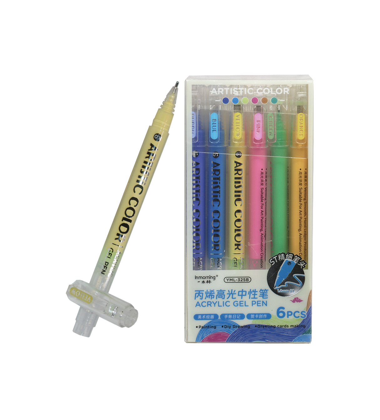 artistic color acrylic gel pen 6pc china 325b