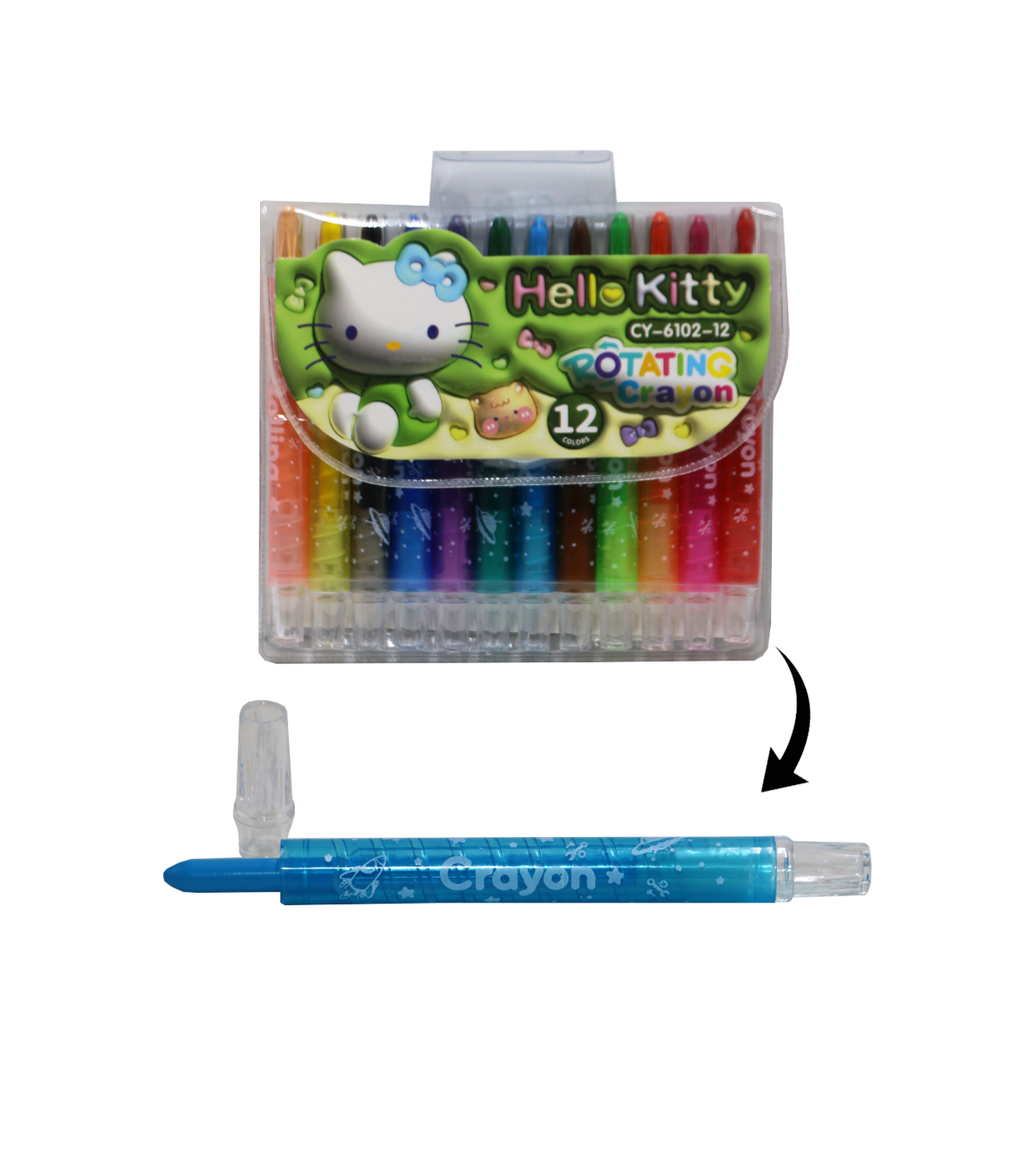 rotating crayon hello kitty 12pc china 6102-12