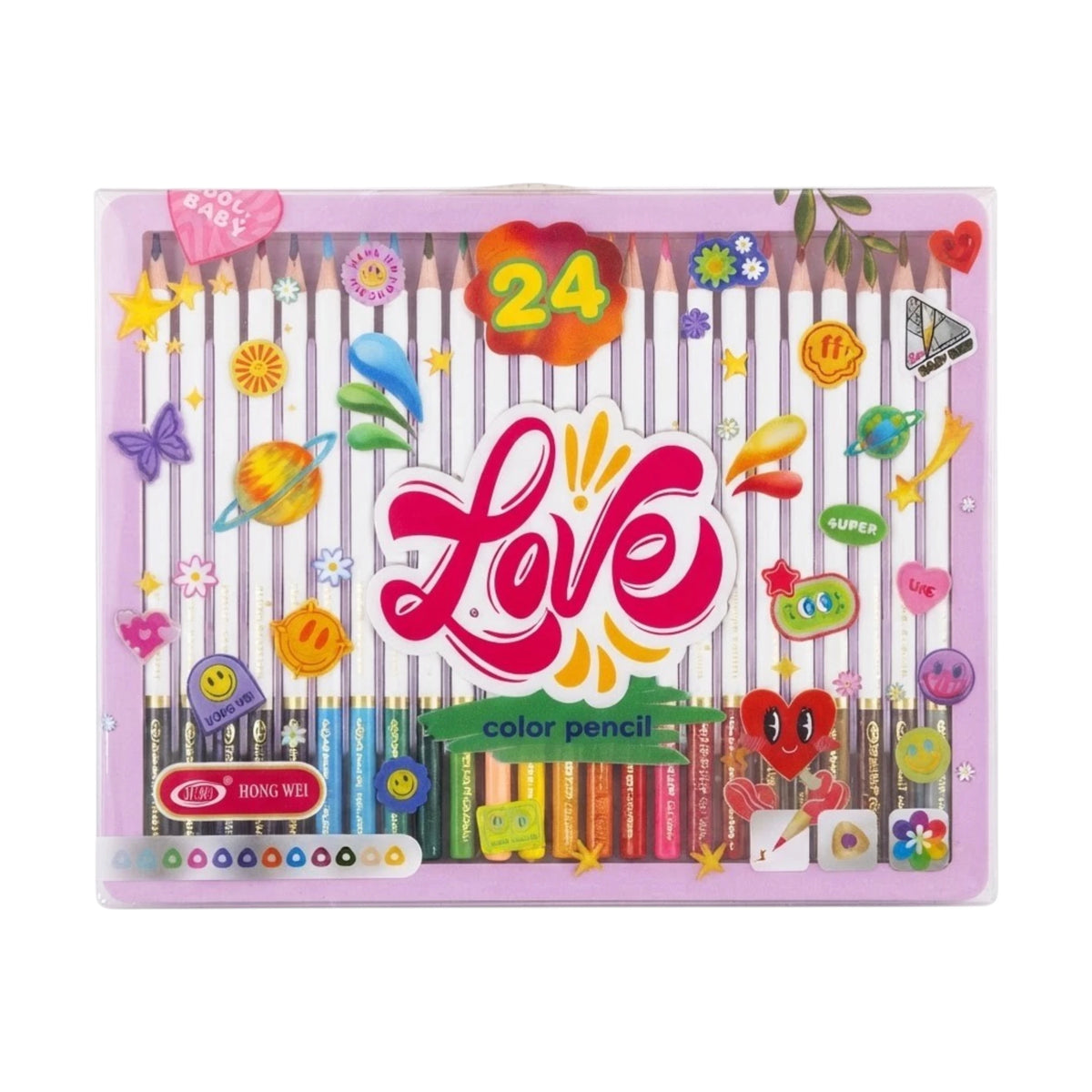hong wei color pencil 24 color china hw-251-24pvc