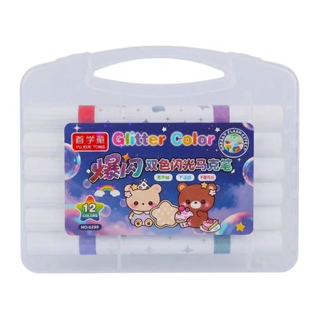 acrylic glitter color marker dual tip 12pc 6299 china
