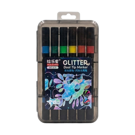 acrylic glitter color marker dual tip 12pc 818 china