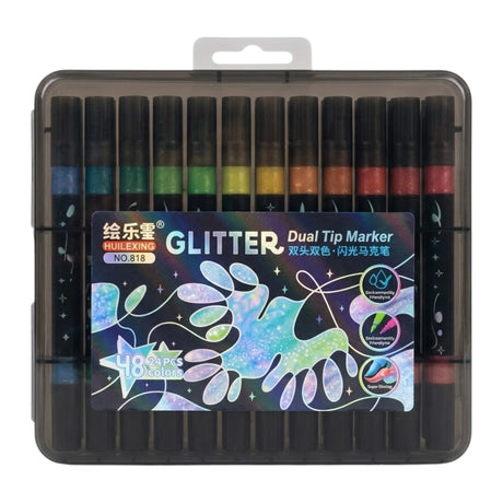 acrylic glitter color marker dual tip 24pc 818 china