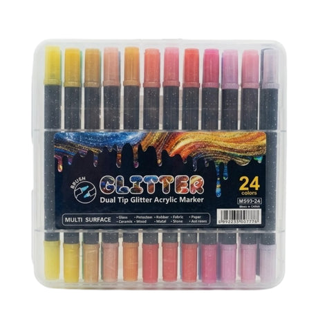 acrylic glitter color marker dual tip 24pc ms29-24 china