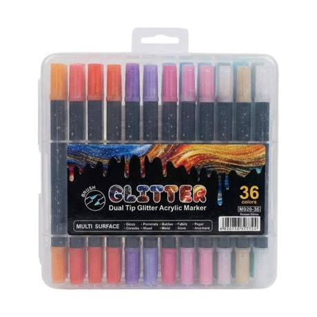 acrylic glitter color marker dual tip 36pc ms29-36 china