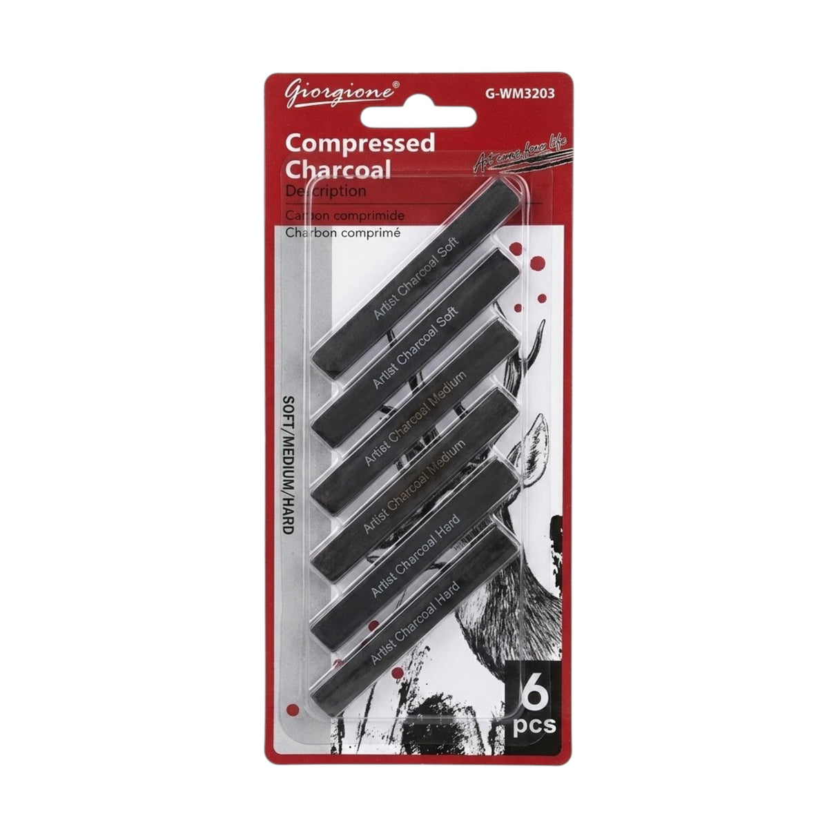compressed charcoal pencil 6pc