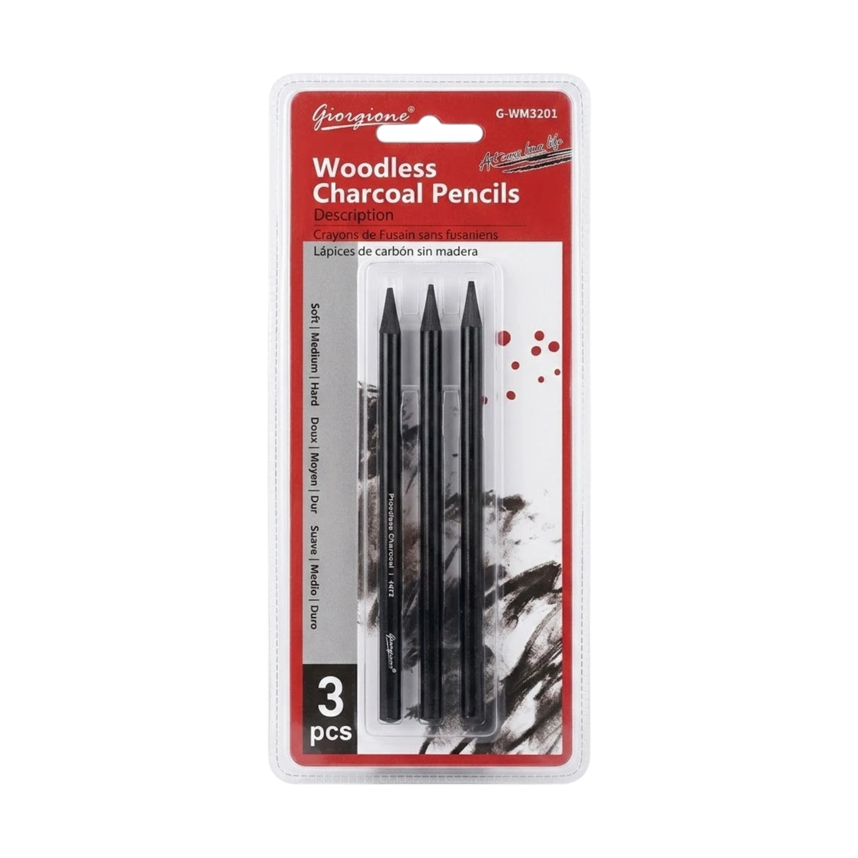 woodless charcoal pencil 3pc