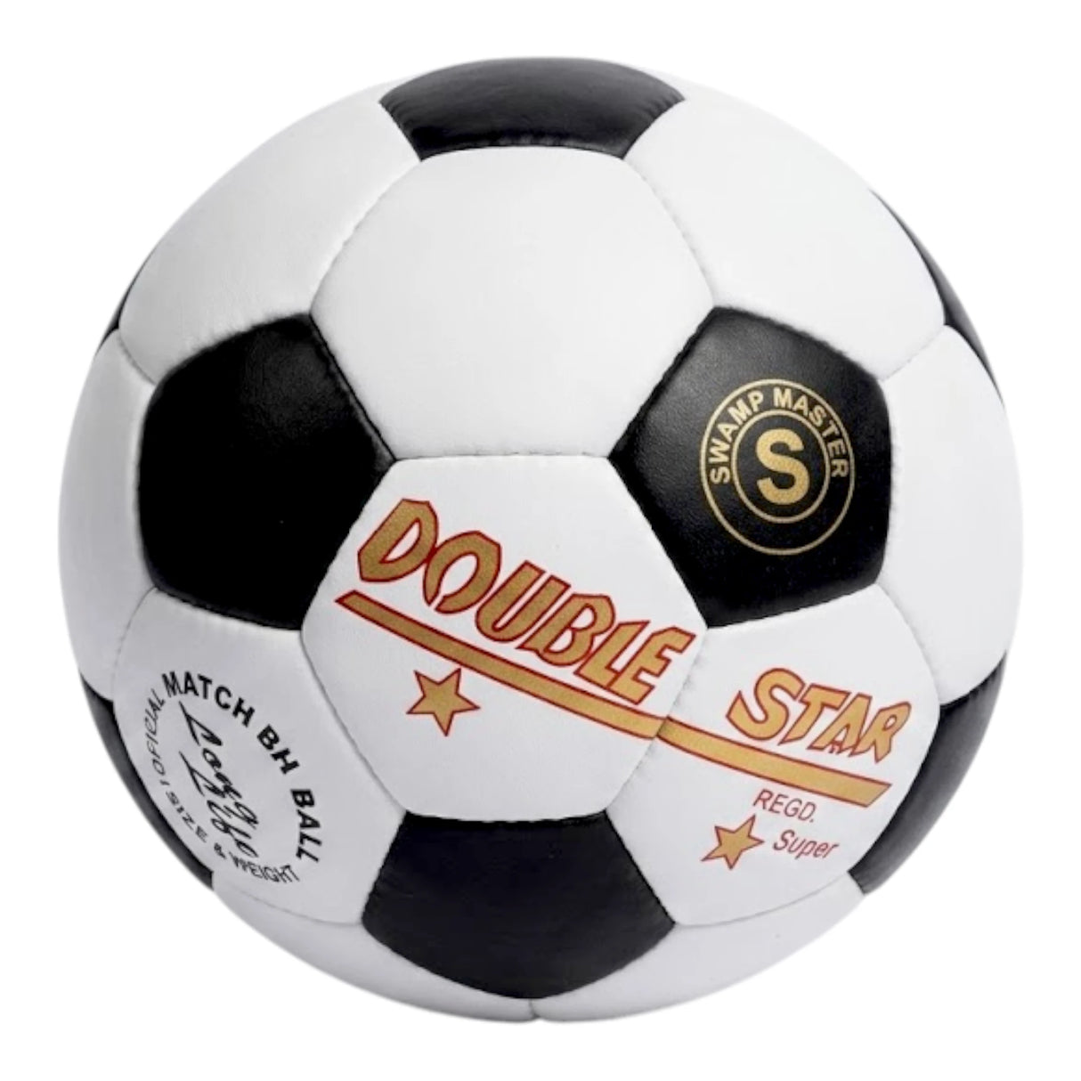 Double Star Match Football Durable Classic Black & White Soccer Ball for Match Play  Character Cou