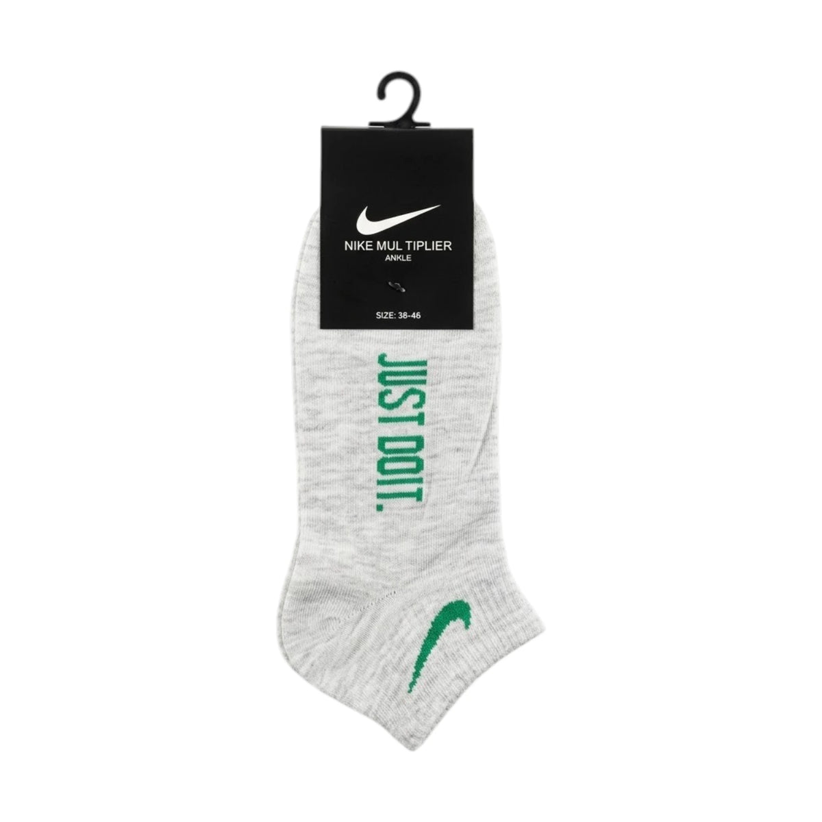 Nike Multiplier Ankle Socks - Grey Melange / Green