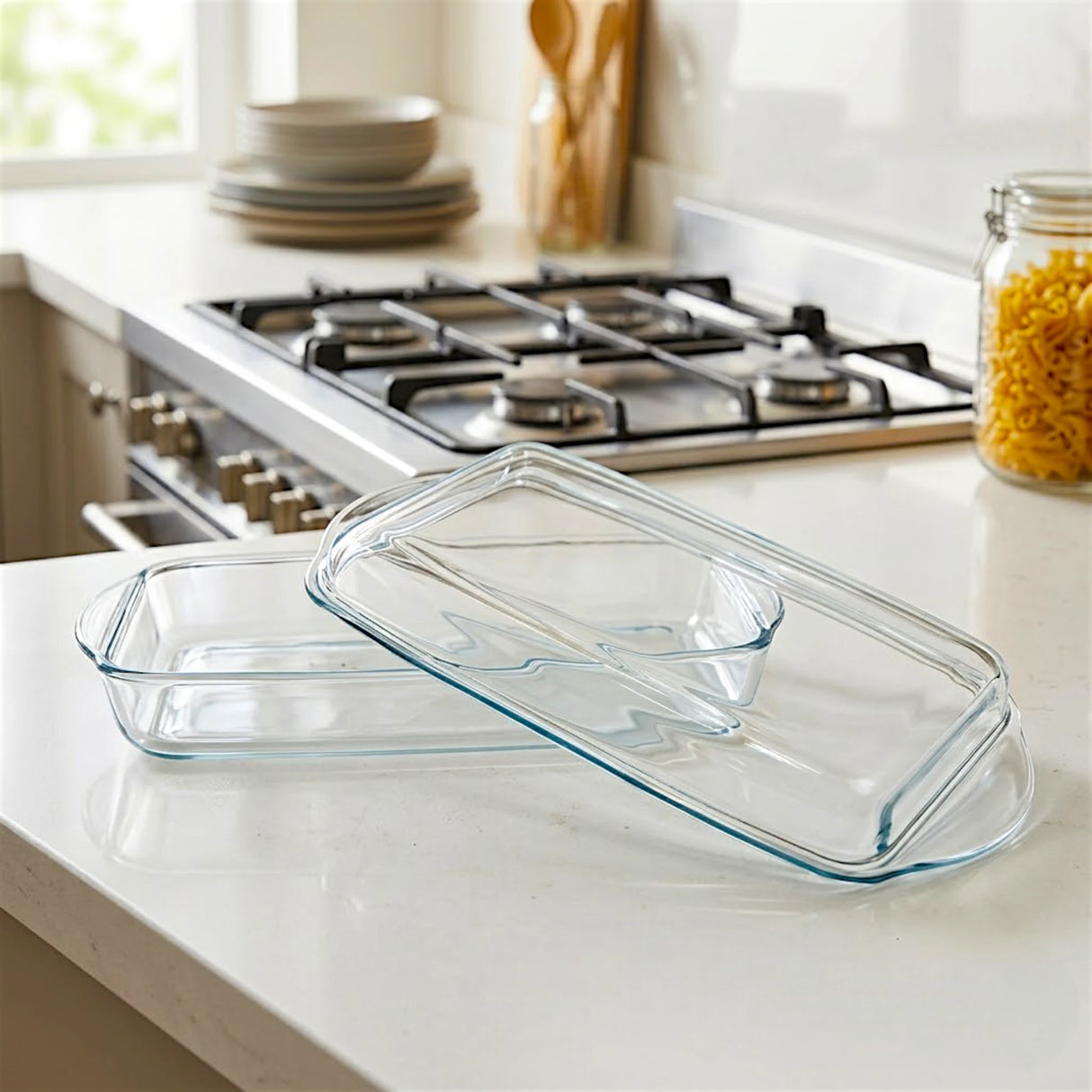 borcam glass dish & lid 13" rectangle 59009