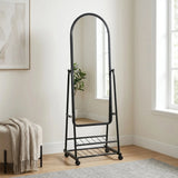 metal standing mirror with shelf black 63"x20" china