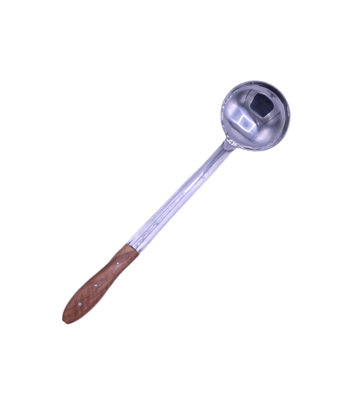 ss broth spoon wood handle 16''