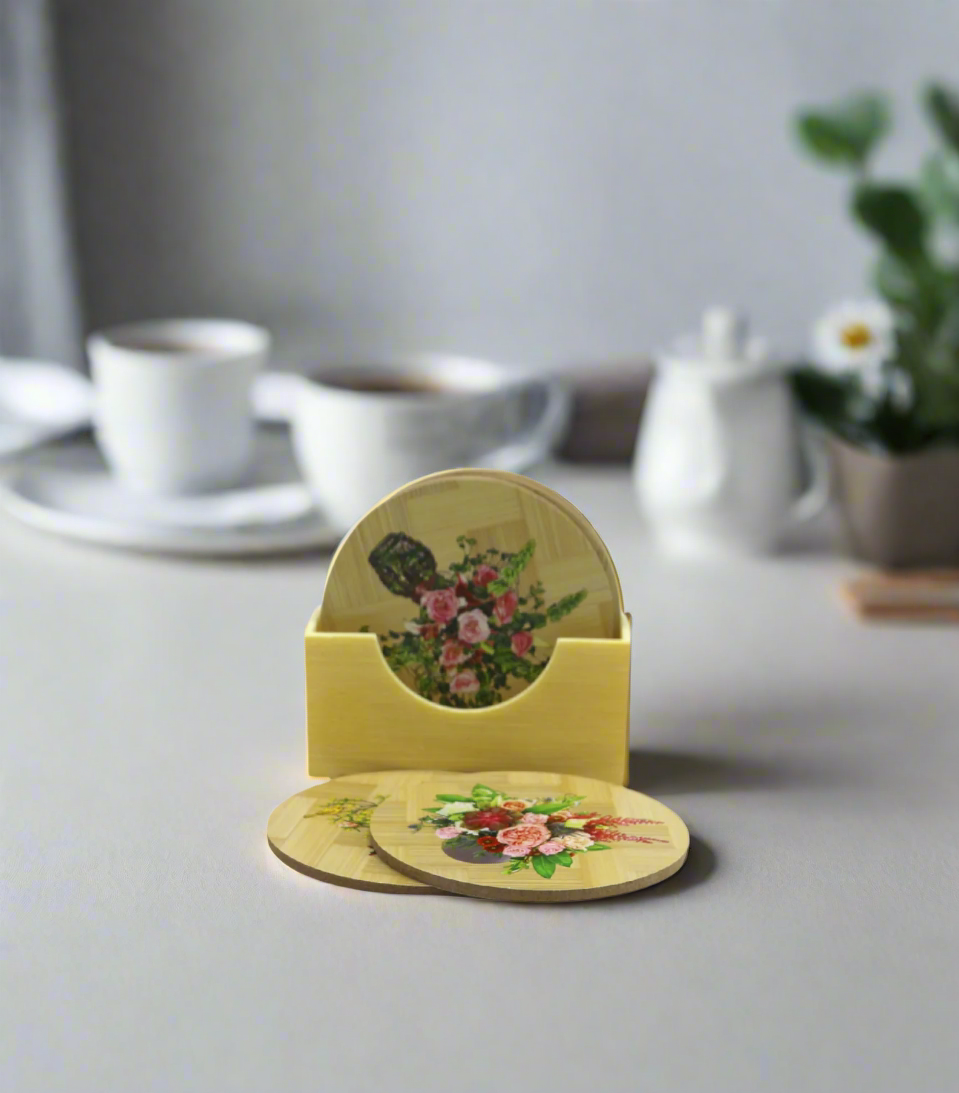 wood tea coaster 6pc