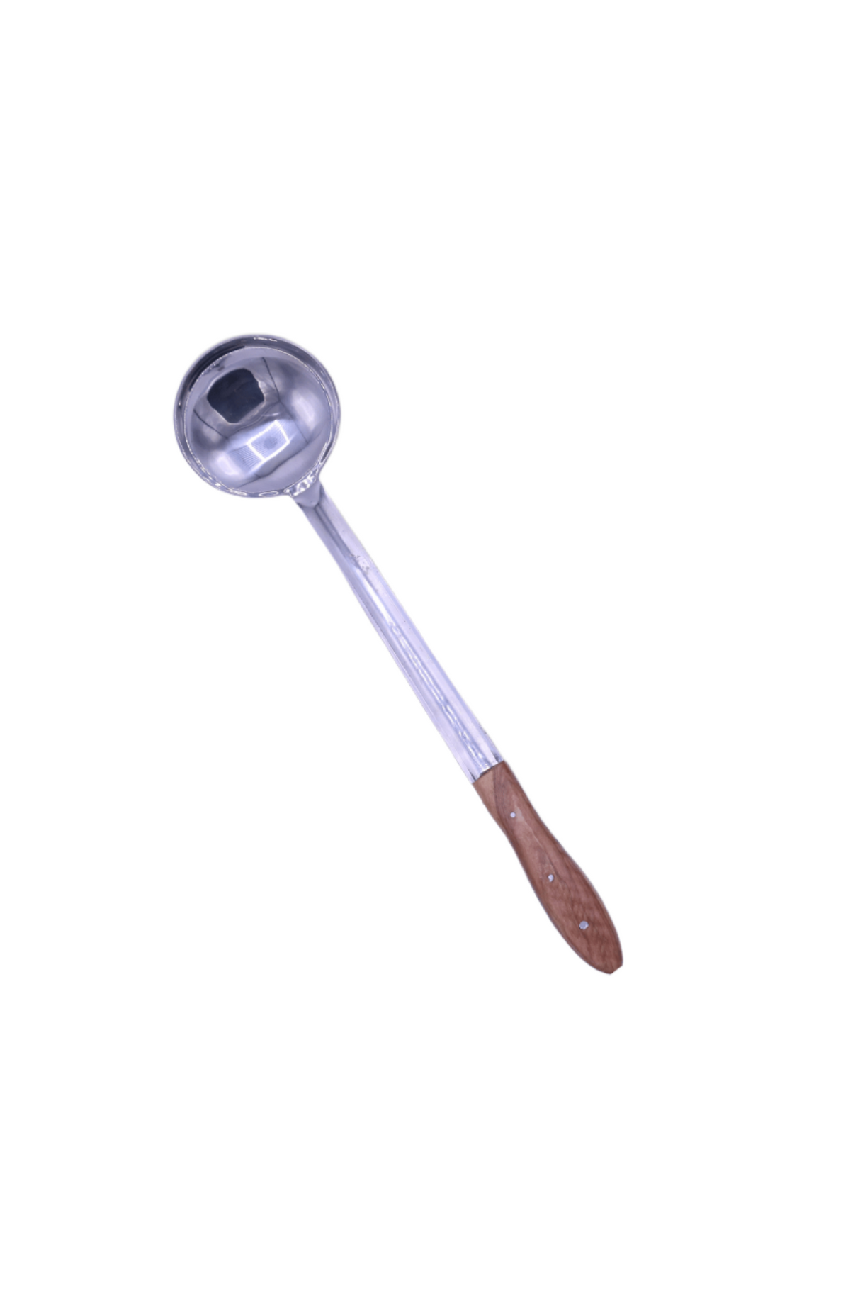 ss broth spoon wood handle 12''