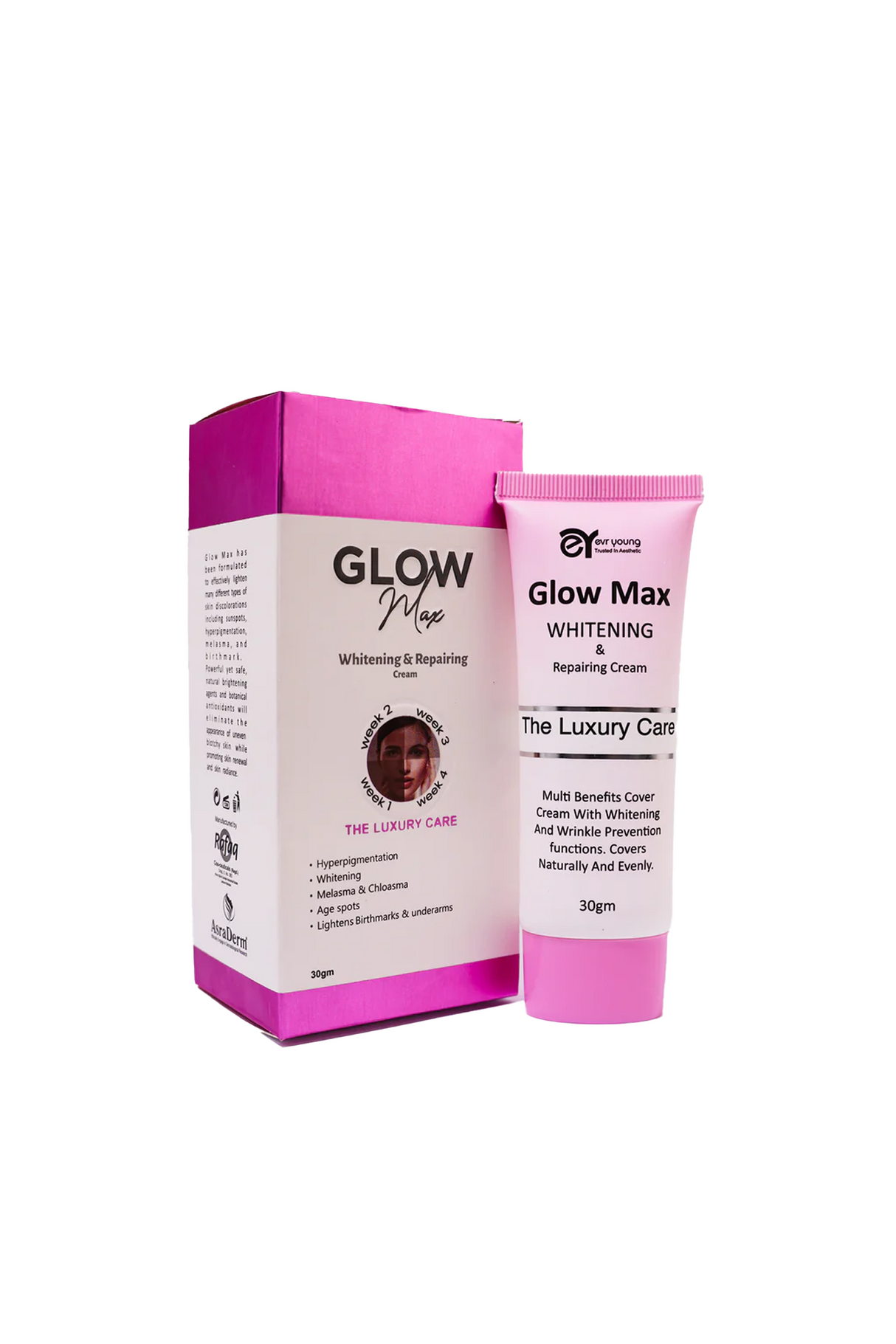 crm glow max whitening & repairing 30g asra derm