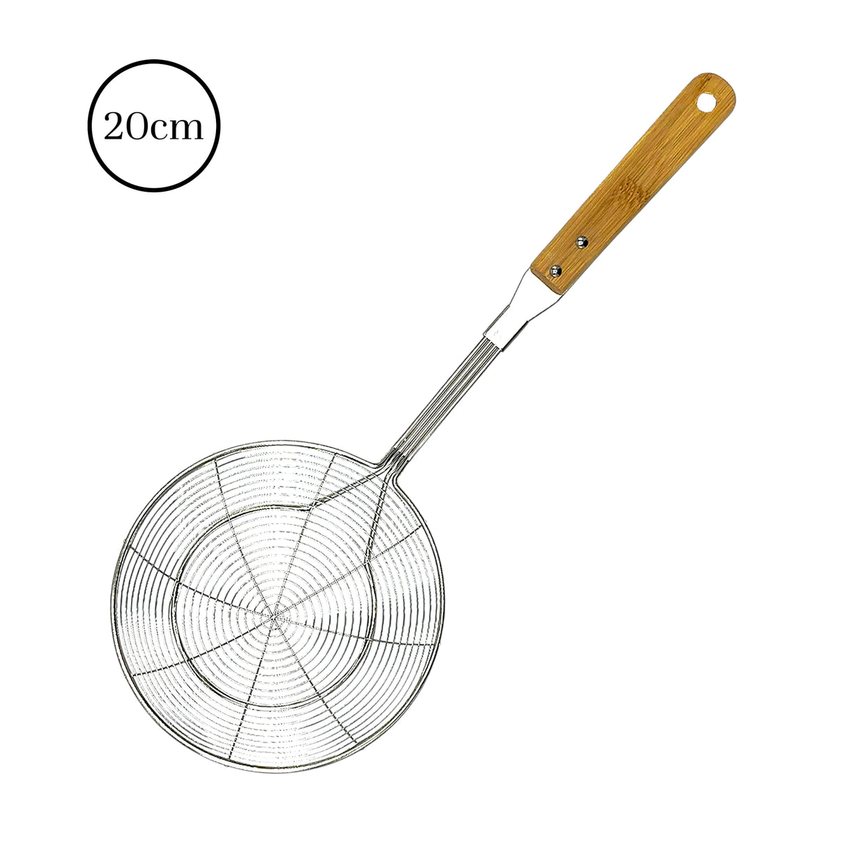 ss frying strainer 20cm wood handle china