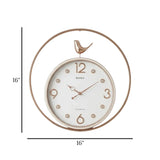 fancy wall clock white & golden sparrow pendulam 16"x16" china