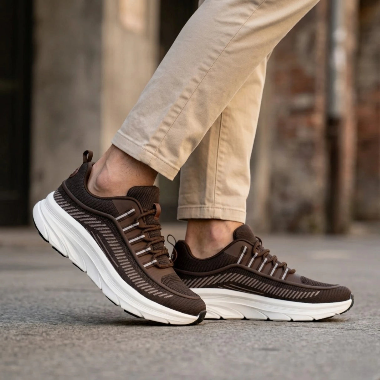 skechers distance walker 40-45 men's walking shoes - brown m62498