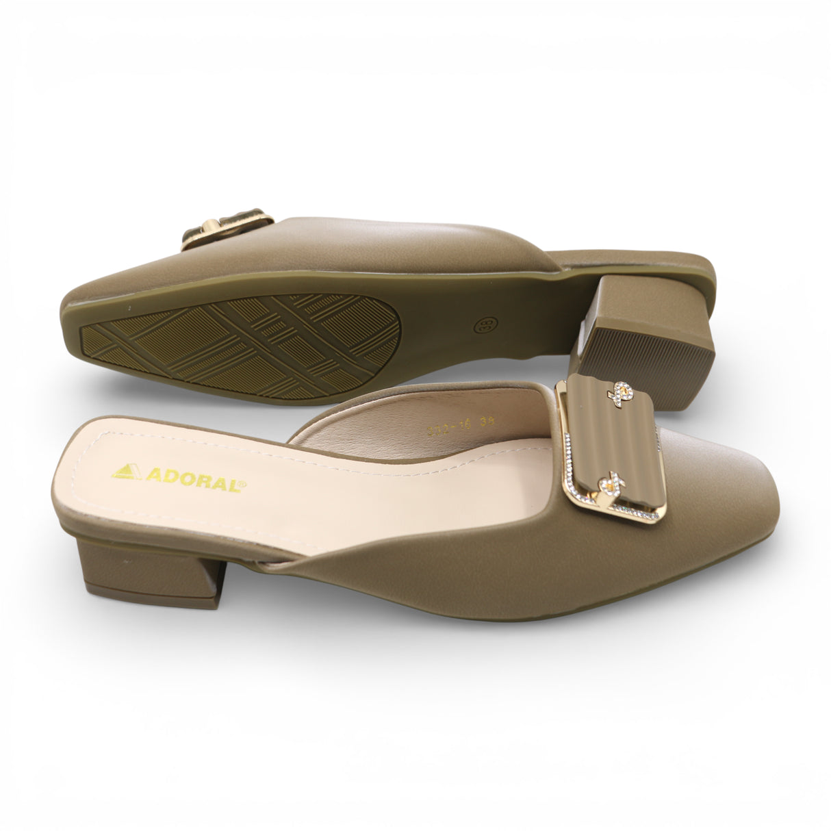ladies fancy half pumpy 36-41 khaki china 332-16