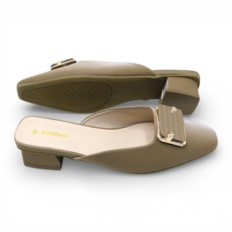 ladies fancy half pumpy 36-41 khaki china 332-16