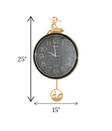 wall clock deer with pendulum black china "25x15"