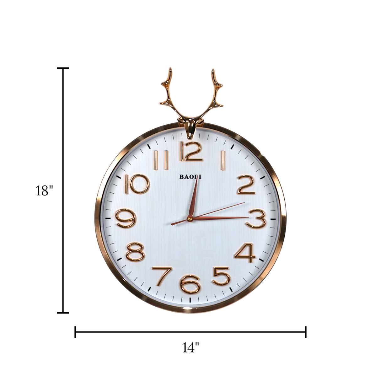 wall clock deer white 18"x14" china
