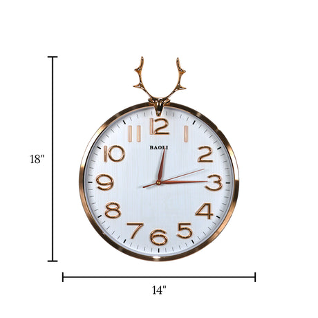 wall clock deer white 18"x14" china
